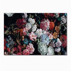 Floral Pattern, Red, Floral Print, E, Dark, Flowers Postcards 5  X 7  (pkg Of 10) by nateshop