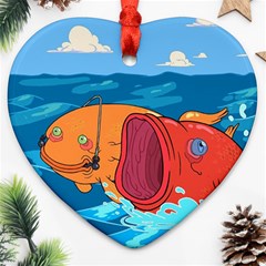 Adventure Time Fish Landscape Ornament (heart) by Sarkoni