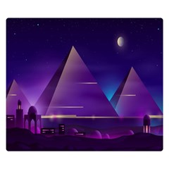 Egyptian Pyramids Night Landscape Cartoon Premium Plush Fleece Blanket (small) by Bedest