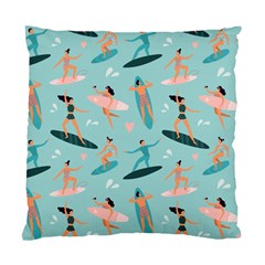 Beach Surfing Surfers With Surfboards Surfer Rides Wave Summer Outdoors Surfboards Seamless Pattern Standard Cushion Case (one Side) by Bedest