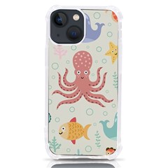 Underwater Seamless Pattern Light Background Funny Iphone 13 Mini Tpu Uv Print Case by Bedest