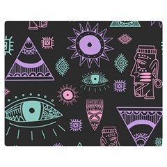 Vintage Seamless Pattern With Tribal Art African Style Drawing Premium Plush Fleece Blanket (medium) by Hannah976