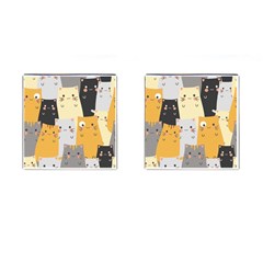 Seamless Pattern Cute Cat Cartoons Cufflinks (square) by Bedest