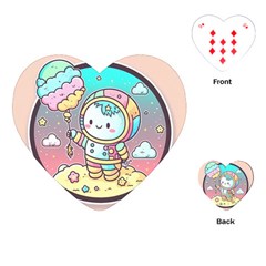 Boy Astronaut Cotton Candy Playing Cards Single Design (heart) by Bedest