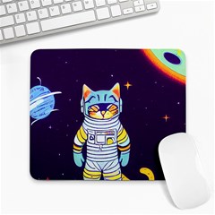 Cat Astronaut Space Retro Universe Large Mousepad by Bedest
