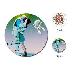 Astronaut Cat Retro Cute Alien Playing Cards Single Design (round) by Bedest