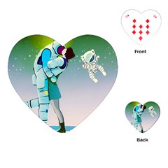 Astronaut Cat Retro Cute Alien Playing Cards Single Design (heart) by Bedest