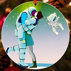Astronaut Kiss Space Baby Uv Print Acrylic Ornament Round by Bedest