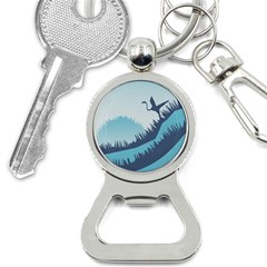 Swan Flying Bird Wings Waves Grass Bottle Opener Key Chain by Bedest