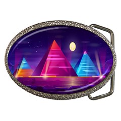Egyptian Pyramids Night Landscape Cartoon Belt Buckles by Ndabl3x