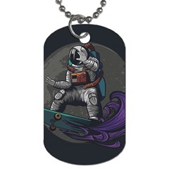 Illustration Astronaut Cosmonaut Paying Skateboard Sport Space With Astronaut Suit Dog Tag (one Side) by Ndabl3x