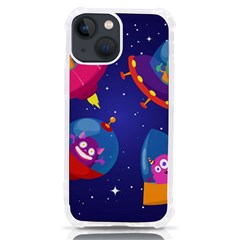 Cartoon Funny Aliens With Ufo Duck Starry Sky Set Iphone 13 Mini Tpu Uv Print Case by Ndabl3x