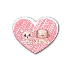 Paw Dog Pet Puppy Canine Cute Rubber Coaster (heart) by Sarkoni