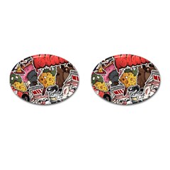 Stickerbomb Crazy Graffiti Graphite Monster Cufflinks (oval) by Bedest