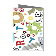 Seamless Pattern Vector With Funny Robots Cartoon Mini Greeting Cards (pkg Of 8) by Hannah976