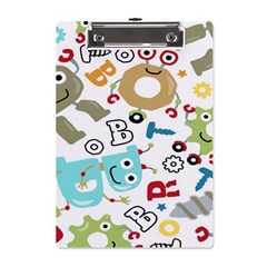 Seamless Pattern Vector With Funny Robots Cartoon A5 Acrylic Clipboard by Hannah976