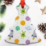 Seamless Pattern Cartoon Space Planets Isolated White Background Ornament (Christmas Tree)  Front
