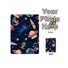 Seamless Pattern With Funny Aliens Cat Galaxy Playing Cards 54 Designs (mini) by Hannah976