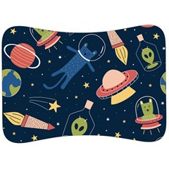 Seamless Pattern With Funny Aliens Cat Galaxy Velour Seat Head Rest Cushion by Hannah976