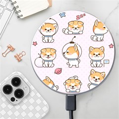 Set Kawaii Smile Japanese Dog Akita Inu Cartoon Wireless Fast Charger(white) by Hannah976