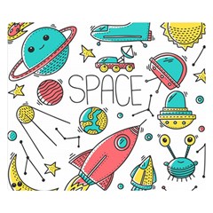 Space Cosmos Seamless Pattern Seamless Pattern Doodle Style Premium Plush Fleece Blanket (small) by Hannah976