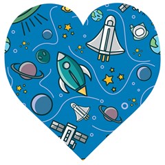 About Space Seamless Pattern Wooden Puzzle Heart by Hannah976