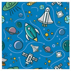 About Space Seamless Pattern Wooden Puzzle Square by Hannah976