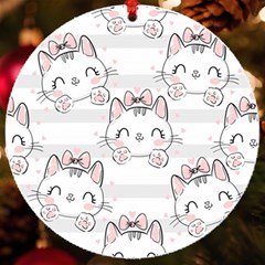 Cat With Bow Pattern Uv Print Acrylic Ornament Round by Hannah976