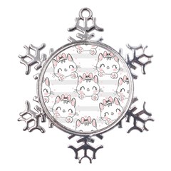 Cat With Bow Pattern Metal Large Snowflake Ornament by Hannah976