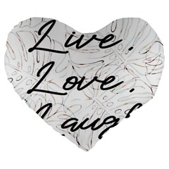 Live Love Laugh Monstera  Large 19  Premium Heart Shape Cushions by ConteMonfrey