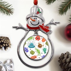 Dangerous Streptococcus Lactobacillus Staphylococcus Others Microbes Cartoon Style Vector Seamless P Metal Snowman Ornament by Ravend