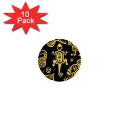 Mexican Culture Golden Tribal Icons 1  Mini Buttons (10 Pack)  by Apen