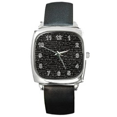 Math Equations Formulas Pattern Square Metal Watch by Ravend