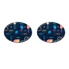 Gradient Geometric Shapes Dark Background Cufflinks (oval) by Ravend