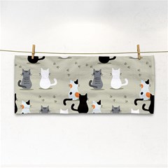 Cute Cat Seamless Pattern Hand Towel by Ravend