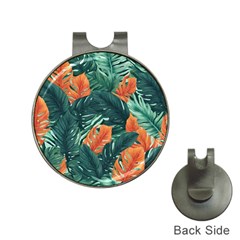 Green Tropical Leaves Hat Clips With Golf Markers by Jack14