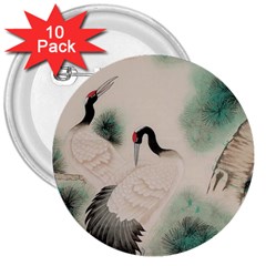 Japanese Crane Painting Of Bird 3  Buttons (10 Pack)  by Cendanart