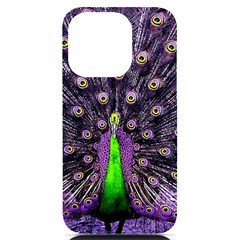 Peacock Bird Color Iphone 14 Pro Black Uv Print Case by Cendanart