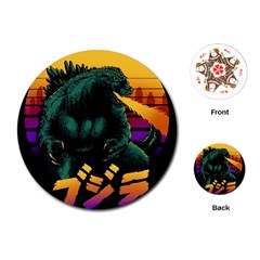 Godzilla Retrowave Playing Cards Single Design (round) by Cendanart