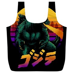 Godzilla Retrowave Full Print Recycle Bag (xxl) by Cendanart