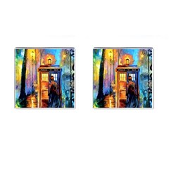 Tardis Doctor Who Paint Painting Cufflinks (square) by Cendanart