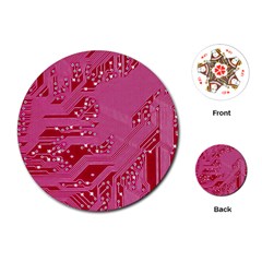 Pink Circuit Pattern Playing Cards Single Design (round) by Ket1n9