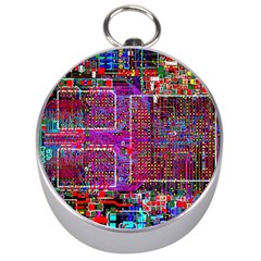 Technology Circuit Board Layout Pattern Silver Compasses by Ket1n9