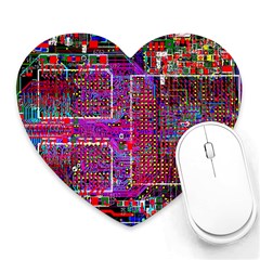 Technology Circuit Board Layout Pattern Heart Mousepad by Ket1n9