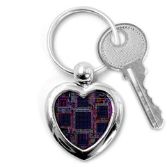 Cad Technology Circuit Board Layout Pattern Key Chain (heart) by Ket1n9