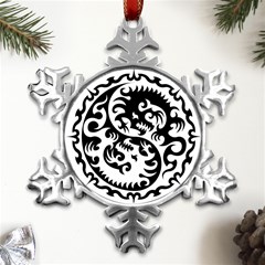 Ying Yang Tattoo Metal Small Snowflake Ornament by Ket1n9