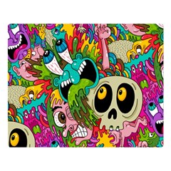 Crazy Illustrations & Funky Monster Pattern Premium Plush Fleece Blanket (large) by Ket1n9