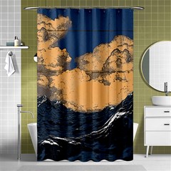 Wave Aesthetic Ocean Retro Sea Vintage Shower Curtain 48  X 72  (small)  by Cendanart
