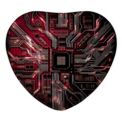 Chip Retro Technology Heart Glass Fridge Magnet (4 Pack) by Cendanart