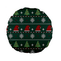 Beautiful Knitted Christmas Pattern Standard 15  Premium Flano Round Cushions by Ket1n9